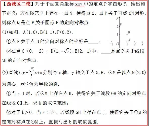 2020年北京西城区中考二模28题新定义“定向对称点”深度解析
